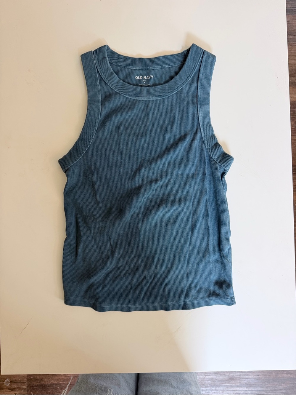 Old Navy Blue Ribbed High-Neck Tank Top - "Snug Fit" (Size Small)